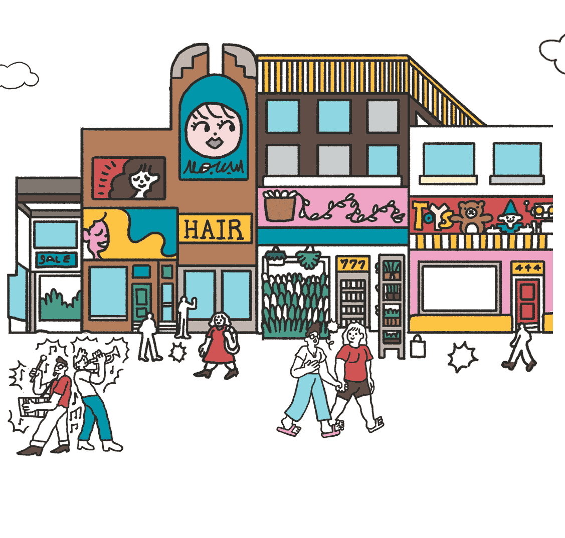 Cartoonized artwork of Bloor West Village